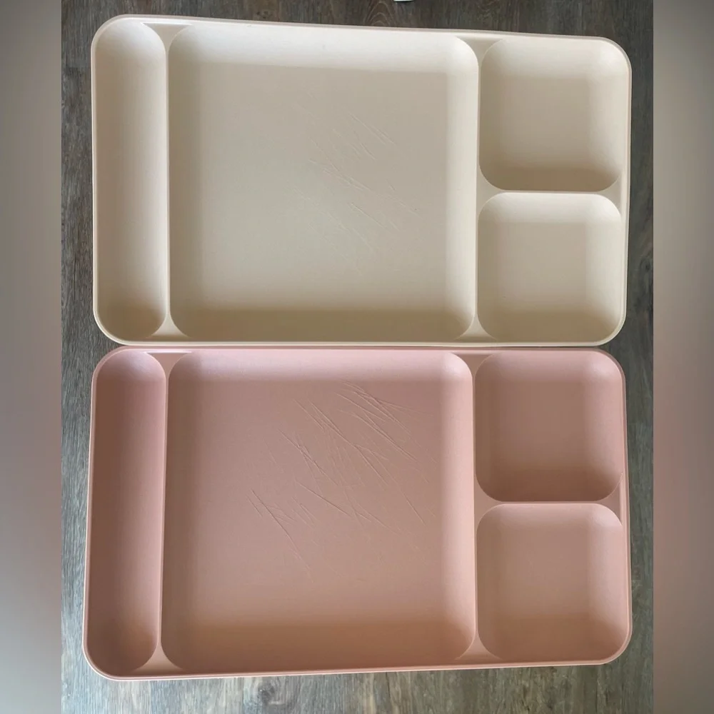 (8) Vintage Tupperware Slotted Food Lunch Dinner Trays - Picture 2 of 9